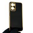 Чохол для OPPO A76 глянцевий із захистом камери із золотою окантовкою на оппо а76 чорний gs1