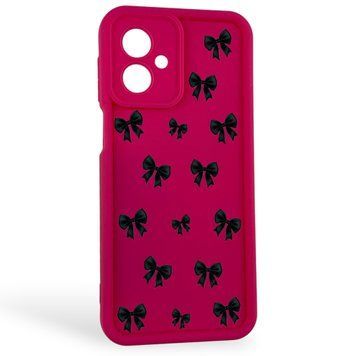 Чохол силіконовий Soft Touch з 3D принтом для Motorola G54 малиновий (Повний захист камери) 0057360 фото