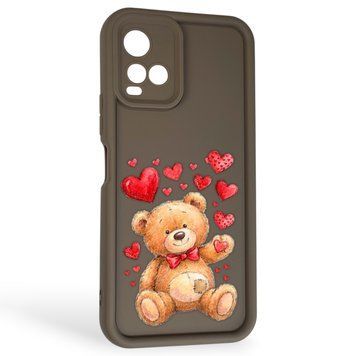Чехол силиконовый Soft Touch с 3D принтом милый мишка для Vivo Y21 коричневый (Полная защита камеры) 0044841 фото