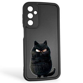 Чехол силиконовый оригинальный Soft Touch с 3D принтом злой котик для Samsung Galaxy M34 5G (SM-M346) черный (Полная защита камеры) 0046556 фото
