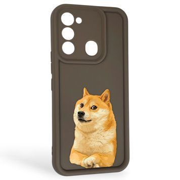 Чохол силіконовий Soft Touch з 3D принтом мему сібу для TECNO Spark 8C (KG5k) коричневий (Повний захист камери) 0048320 фото
