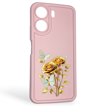 Чехол силиконовый Soft Touch с 3D принтом женским для Xiaomi Poco C65 пудровый (Полная защита камеры) 0042940 фото