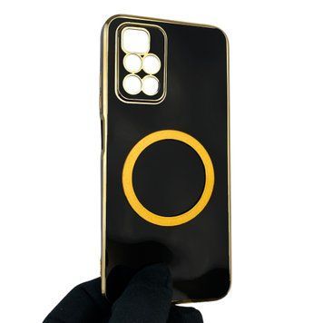 Чехол для Xiaomi Redmi 10 2022 с кольцом MagSafe с золотой окантовкой на сяоми редми 10 2022 черный gs1 0022943 фото
