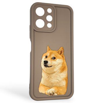 Чехол силиконовый оригинальный Soft Touch с 3D принтом мема сибу для Xiaomi Redmi 12 коричневый (Полная защита камеры) 0047742 фото