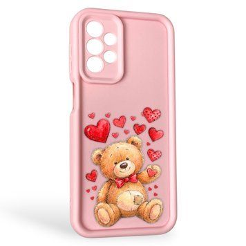 Чехол силиконовый Soft Touch с 3D принтом милый мишка для Samsung Galaxy A23 5G розовый (Полная защита камеры) 0044791 фото