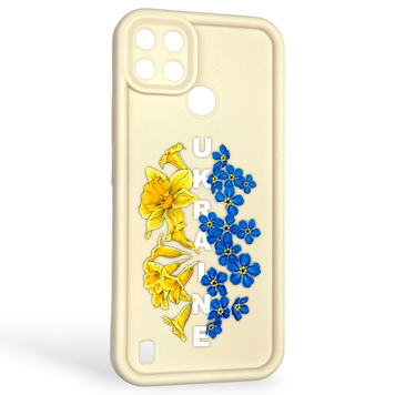 Чехол силиконовый Soft Touch с 3D принтом для Realme C25Y молочный (Полная защита камеры) 0041835 фото