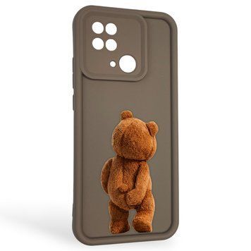Чехол силиконовый оригинальный Soft Touch с 3D принтом смешного теда мишки для Xiaomi Redmi 10C коричневый (Полная защита камеры) 0048828 фото