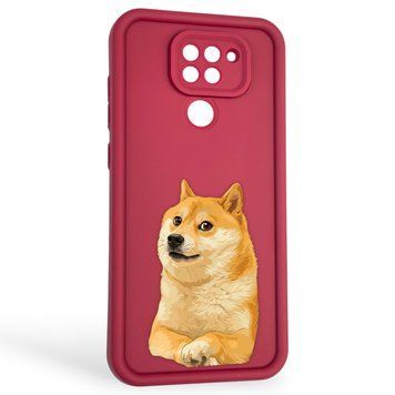 Чохол силіконовий оригінальний Soft Touch з 3D принтом мему сібу для Xiaomi Redmi Note 9 бордовий (Повний захист камери) 0047993 фото