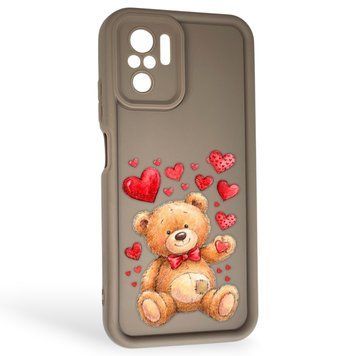 Чохол силіконовий оригінальний Soft Touch з 3D принтом милий ведмедик для Xiaomi Redmi Note 10 коричневий (Повний захист камери) 0043765 фото