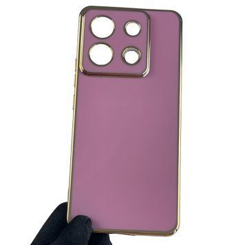 Чехол для Xiaomi Redmi Note 13 Pro 5G с золотой окантовкой с защитой камеры на сяоми нот 13 про 5г черничный 0011877 фото