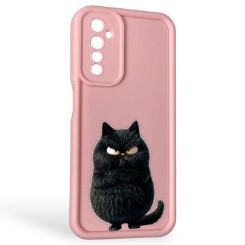 Чехол силиконовый Soft Touch с 3D принтом злой котик для Realme 6 розовый (Полная защита камеры) 0046964 фото