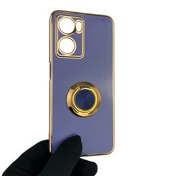 Чехол для OPPO A77 4G с кольцом-подставкой с золотой окантовкой на оппо а77 синий gs1 0021001 фото
