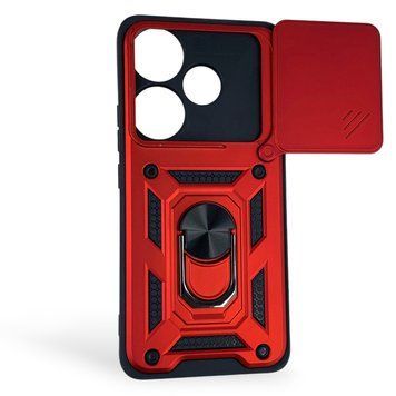 Чохол протиударний для Xiaomi Redmi Turbo 3 з магнітною пластиною зі шторкою на камері червоний 0051011 фото