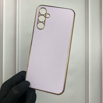 Чехол для Samsung Galaxy A14 5G SM-A146 глянцевый с золотой окантовкой защитой камеры на самсунг а14 сиреневый 0000189 фото
