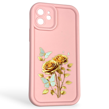 Чохол силіконовий Soft Touch з 3D принтом жіночим для Apple iPhone 12 рожевий (Повний захист камери) 0042457 фото