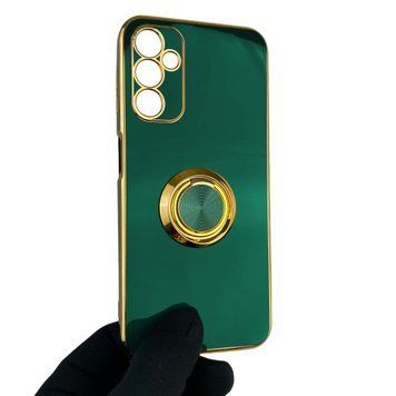 Чехол для Samsung Galaxy A14 5G SM-A146 с кольцом-подставкой с золотой окантовкой на самсунг а14 темно-зелёный gs1 0021066 фото