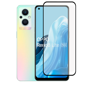 Захисне скло для телефона Oppo Reno 8 Lite протиударне повноекранне на оппо рено 8 лайт чорне 0038618 фото