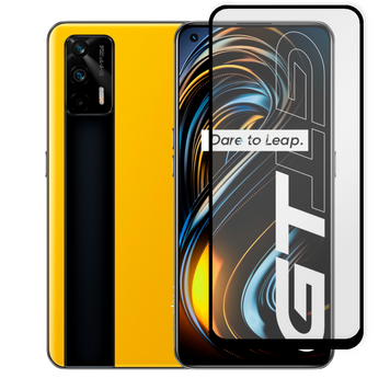 Захисне скло для телефона Realme GT 5G протиударне повноекранне на реалмі гт 5г чорне 0038669 фото