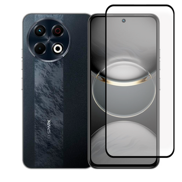 Захисне скло для телефона Tecno Spark 30 Pro (KL7) протиударне повноекранне на техно спарк 30 про чорне 0038369 фото