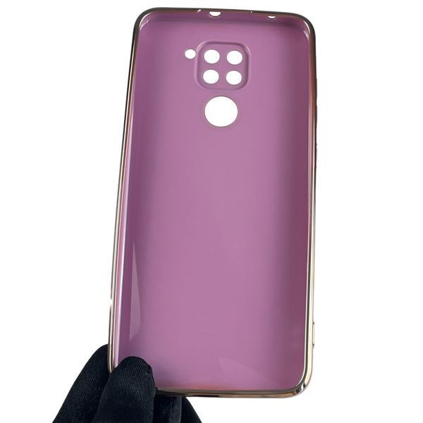 Чохол для Xiaomi Redmi Note 9 глянсовий із золотою окантовкою із захистом камери на сяомі редмі нот 9 бузковий 0008348 фото