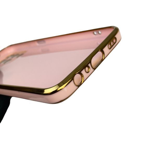 Чехол для OPPO Reno 5 Lite с кольцом MagSafe с золотой окантовкой на оппо рено 5 лайт пудровый gs1 0022231 фото