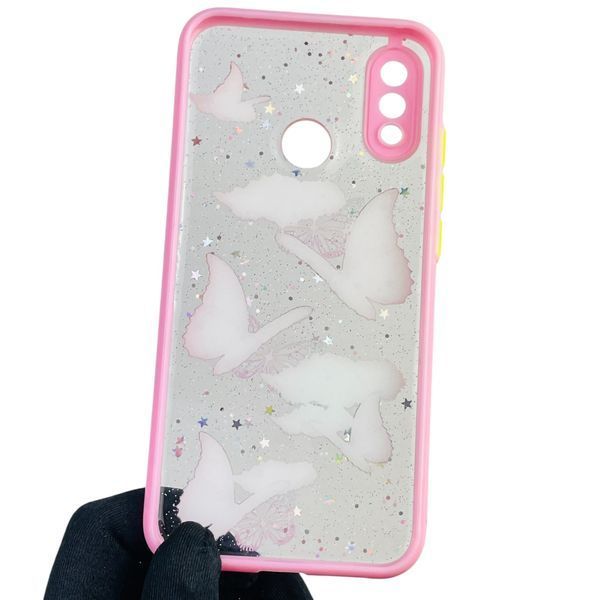 Чохол для Huawei Nova 3E з блискітками з метеликами на хуавей нова 3е рожевий 0037779 фото