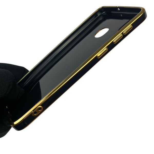 Чохол для Samsung Galaxy A30 (SM-A305F) глянцевий з кільцем MagSafe із золотою окантовкою на самсунг а30 чорний gs1 0021948 фото