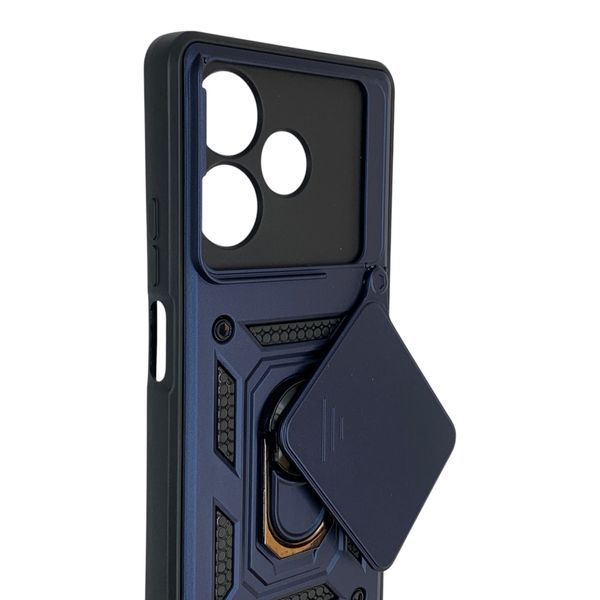 Чехол противоударный для Oppo A5 Pro 5G с магнитной пластиной со шторкой на камере синий 0050961 фото