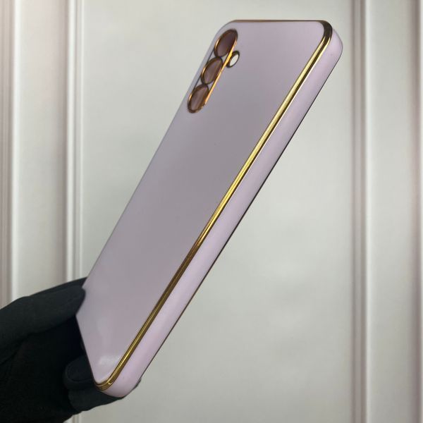 Чехол для Samsung Galaxy A14 4G SM-A145F с золотой окантовкой с защитой камеры на самсунг а14 сиреневый 0000038 фото