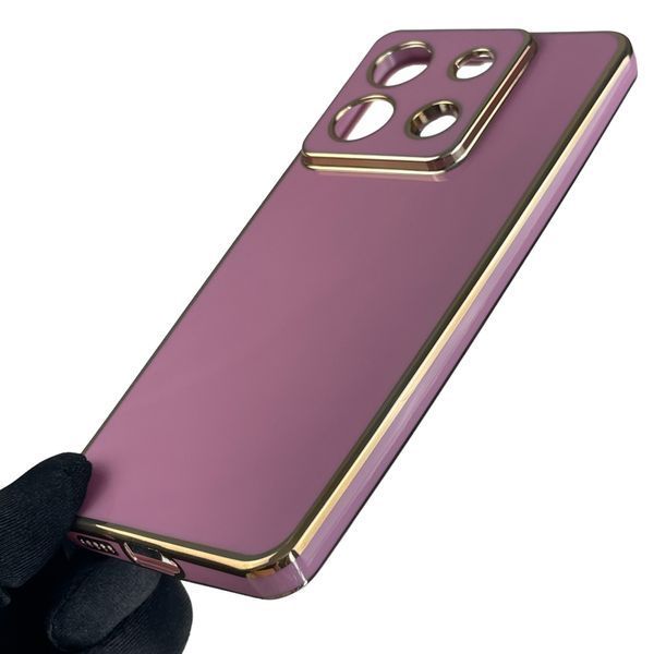 Чохол для Xiaomi Redmi Note 13 Pro 5G глянсовий із золотою окантовкою із захистом камери на саомі редмі нот 13 0011877 фото