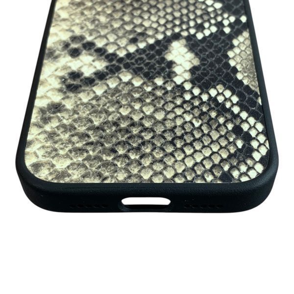 Чохол Kajsa Glamorous Leather Snake для iPhone 17 Pro чорний (MagSafe, металеве кільце камери, преміум) 0062000 фото