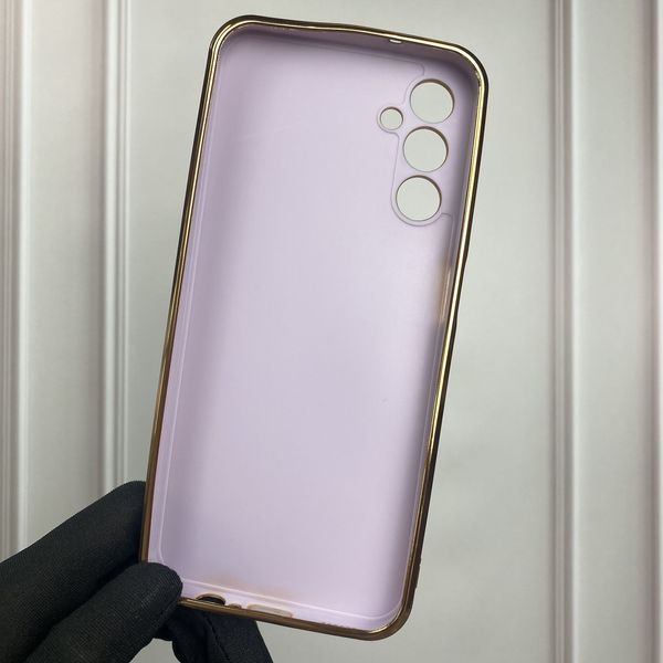 Чехол для Samsung Galaxy A14 4G SM-A145F с золотой окантовкой с защитой камеры на самсунг а14 сиреневый 0000038 фото