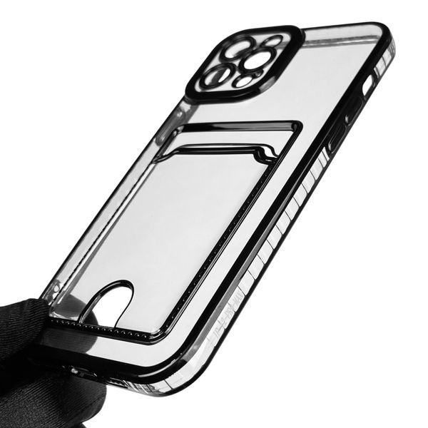 Чехол для Apple iPhone 12 Pro Max с чёрной окантовкой с карманом для карт на айфон 12 про макс чёрный 0013000 фото