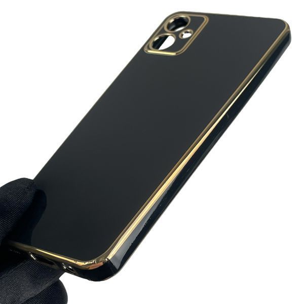 Чехол для Samsung Galaxy A05 SM-A055F с золотой окантовкой с защитой камеры на самсунг а05 чёрный 0008238 фото