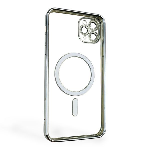 Чехол для Apple iPhone 11 Pro Max с линзами на камере с MagSafe на айфон 11 про макс серебряный 0034350 фото