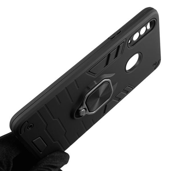 Чехол для телефона Samsung Galaxy A20S (SM-A207F) бронированный с кольцом-держателем на самсунг а20с чёрный 0025700 фото