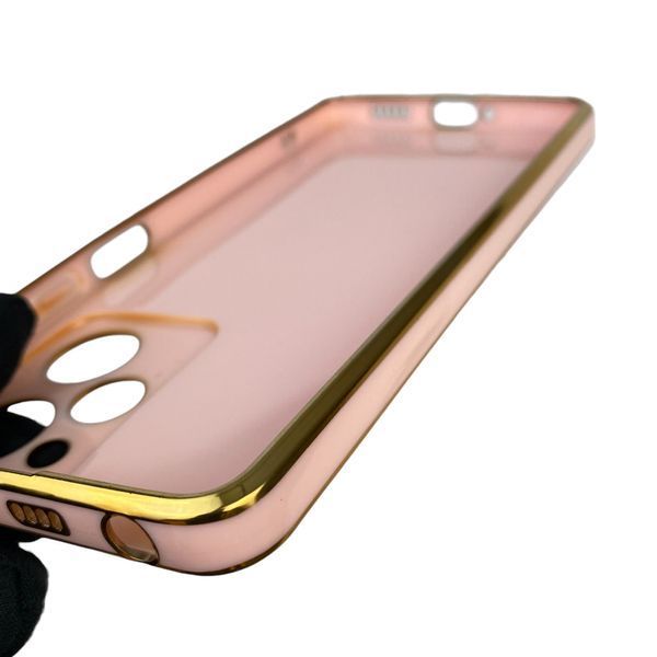 Чохол для Xiaomi POCO X5 Pro 5G з кільцем MagSafe із золотою окантовкою на сяомі поко х5 про пудровий gs1 0022528 фото