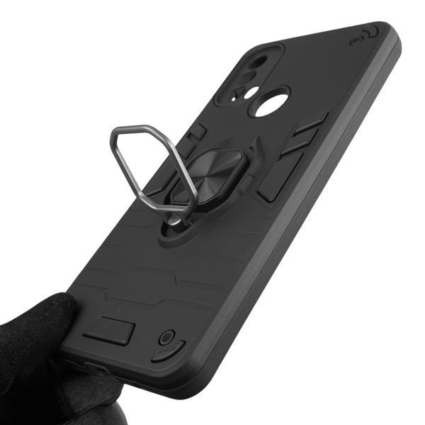 Чехол для телефона Motorola Moto E40 бронированный с магнитным кольцом-держателем на моторола е40 чёрный 0025636 фото