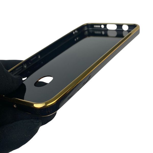 Чохол для Samsung Galaxy A30 (SM-A305F) глянцевий з кільцем MagSafe із золотою окантовкою на самсунг а30 чорний gs1 0021948 фото