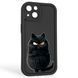 Чохол силіконовий оригінальний Soft Touch з 3D принтом злого кота для Apple iPhone 13 чорний (Повний захист камери) 0046204 фото 1