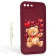 Чехол силиконовый Soft Touch с 3D принтом милый мишка для Apple iPhone 7 Plus бордовый (Полная защита камеры)