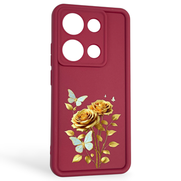 Чохол силіконовий Soft Touch з 3D принтом жіночим для Xiaomi Redmi Note 14S бордовий (Повний захист камери) 0043136 фото