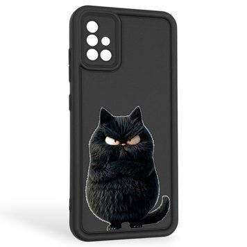 Чехол силиконовый оригинальный Soft Touch с 3D принтом злой котик для Samsung Galaxy A51 (SM-A515F) черный (Полная защита камеры) 0046515 фото