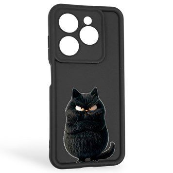 Чохол силіконовий оригінальний Soft Touch з 3D принтом злого кота для TECNO Spark Go 2024 (BG6) чорний (Повний захист камери) 0046565 фото