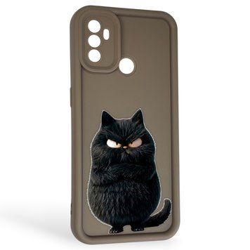 Чехол силиконовый Soft Touch с 3D принтом злой котик для OPPO A53 (4G) коричневый (Полная защита камеры) 0047188 фото