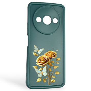 Чехол силиконовый Soft Touch с 3D принтом женским для Xiaomi Redmi A3 темно-зеленый (Полная защита камеры) 0043007 фото