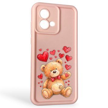 Чехол силиконовый Soft Touch с 3D принтом милый мишка для Motorola Moto G84 (PAYM0011RS) розовый (Полная защита камеры) 0044745 фото