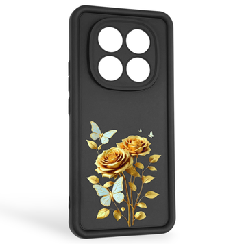 Чехол силиконовый Soft Touch с 3D принтом женским для Xiaomi Poco X7 черный (Полная защита камеры) 0043132 фото