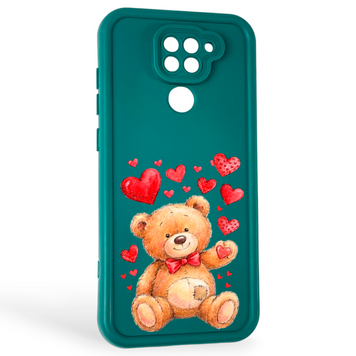 Чохол силіконовий оригінальний Soft Touch з 3D принтом милий ведмедик для Xiaomi Redmi Note 9 темно-зелений (Повний захист камери) 0043899 фото