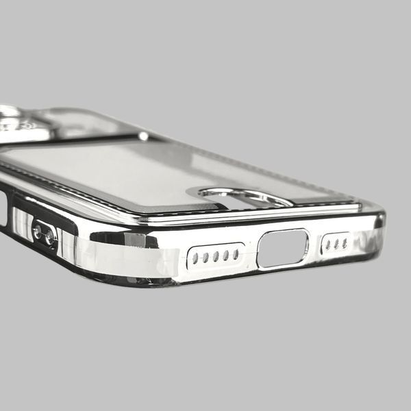 Чехол для Apple iPhone 16 Pro с серебряной окантовкой с карманом для карт на айфон 16 про серебряный 0013032 фото